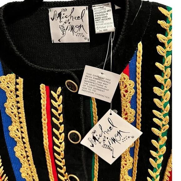 Michael Simon Vintage Button-up Vertical Striped Sweater  multicolored Sz S NWT - Picture 4 of 6